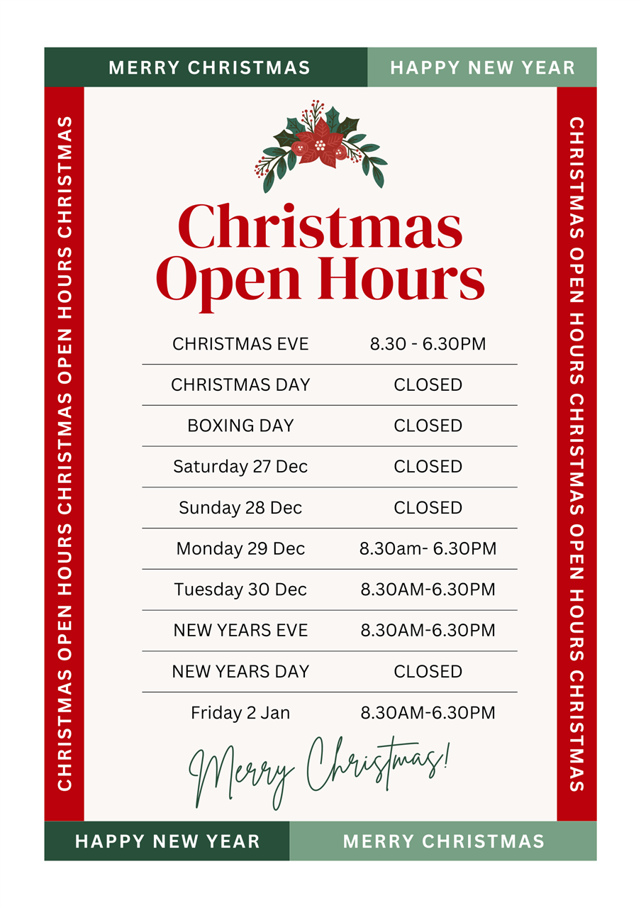 Poster of Christmas Opening Hours